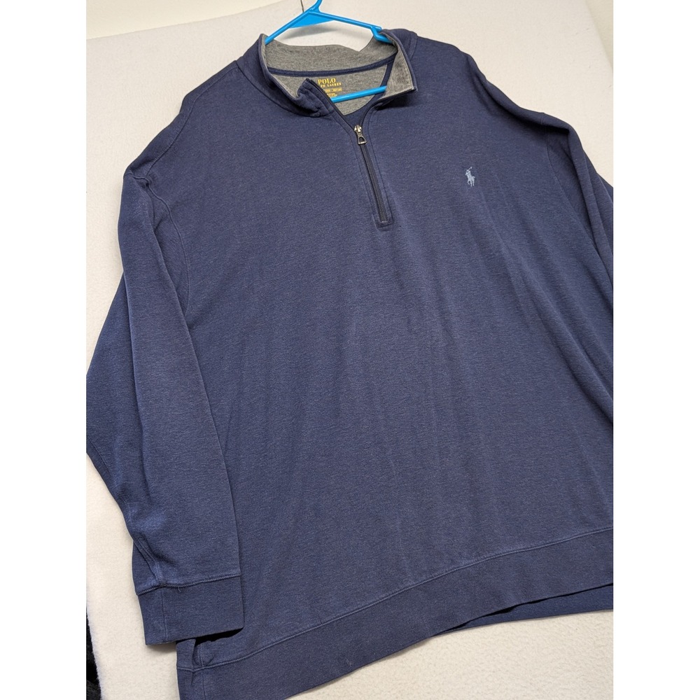 Polo Ralph Lauren Mens 3XB Navy Blue Heather Quarter Zip Pullover Sweatshirt